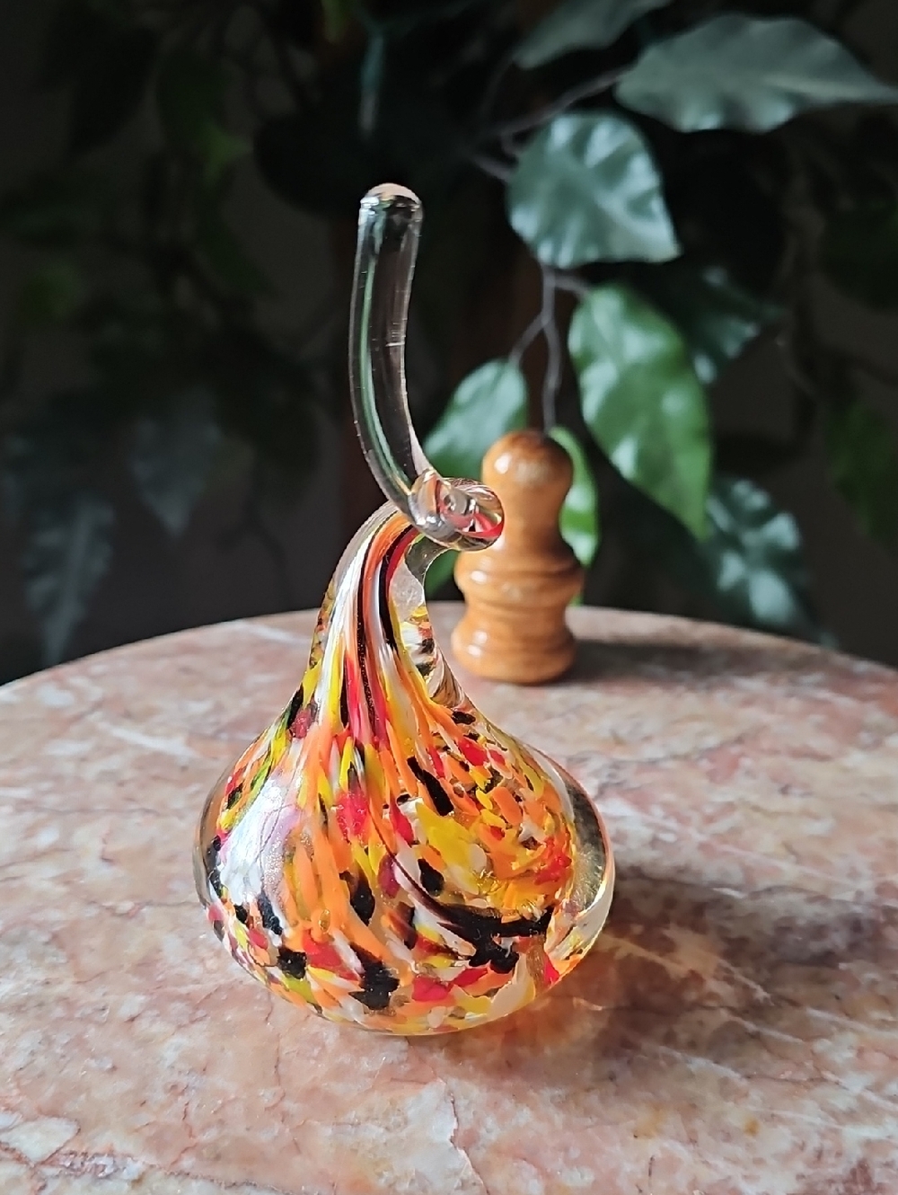 Vintage Handblown Glass Art Figurine in Vibrant Confetti Colors - Picture 2 of 4